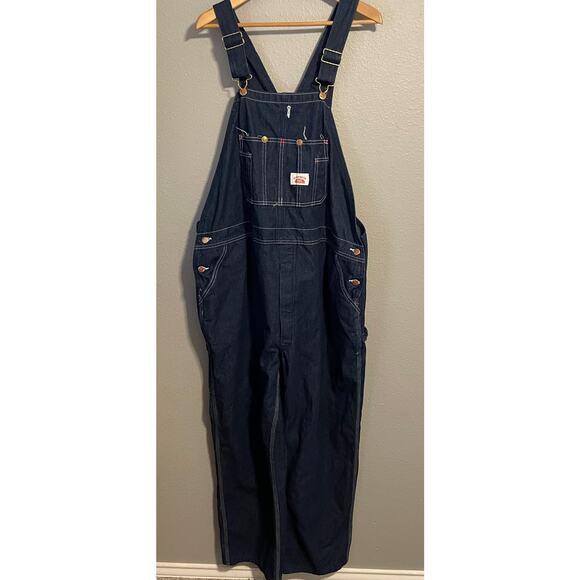 Round House Overalls Mens 48x30 Blue Denim Bib Workwear Carpenter Made in USA - Picture 1 of 7